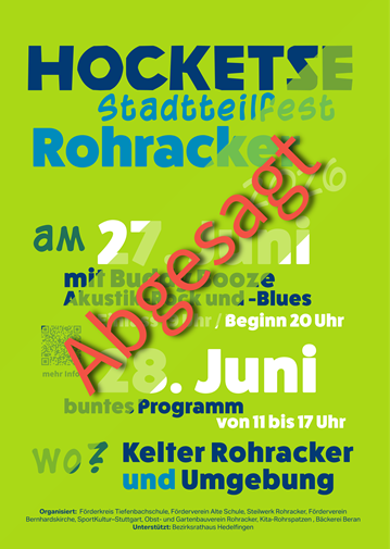 Abgesagt! Hocketse/Stadtteilfest Rohracker 27. und 28.6.26